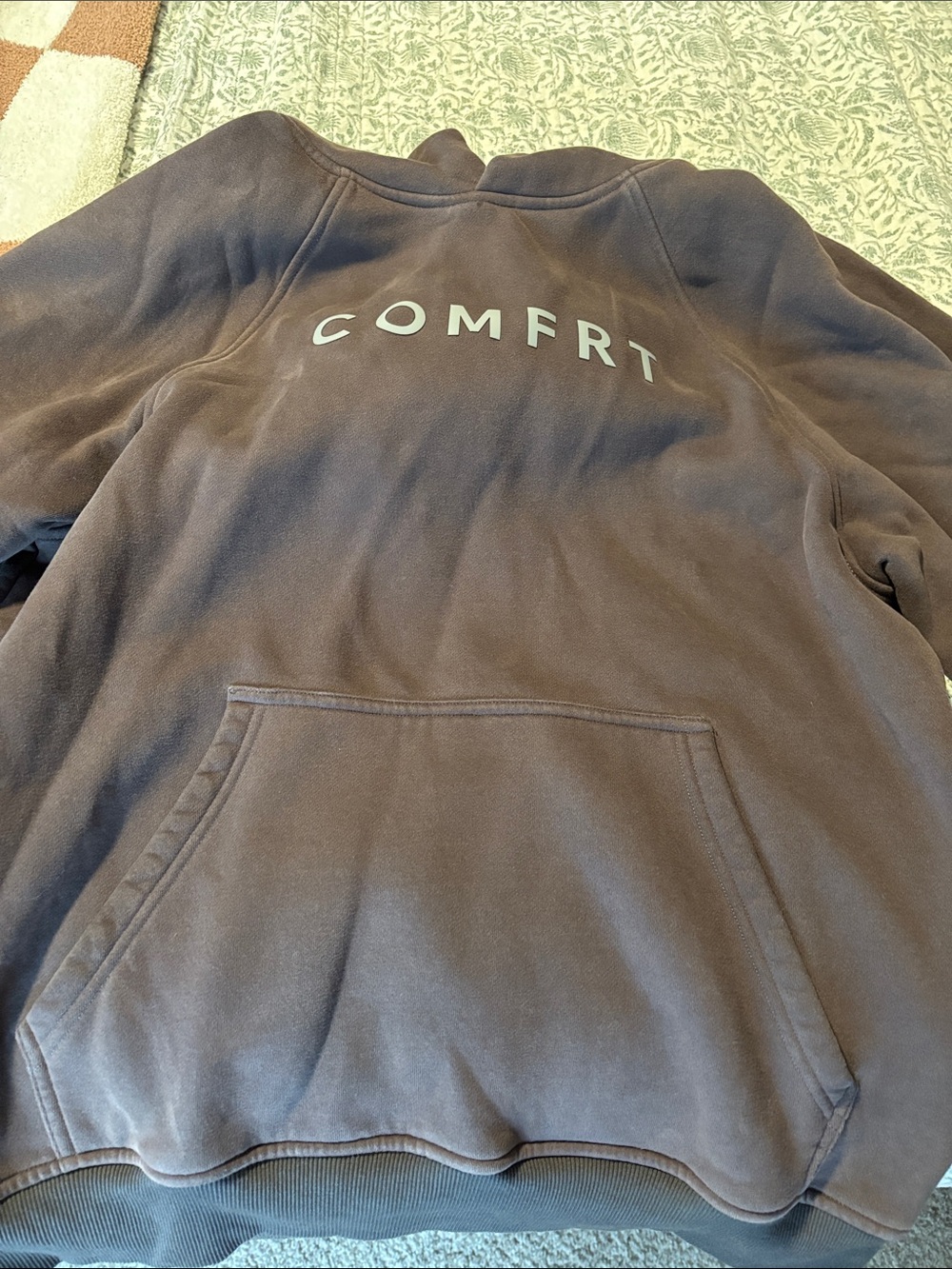 Women’s Crewneck Pullover Sweatshirt in Brown with COMFRT Graphic